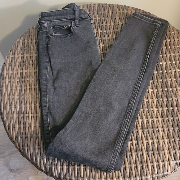 HOLLISTER Womens Ultra High Rise Super Skinny Jeans Black Sz 1L Long 30" Inseam - Picture 2 of 10